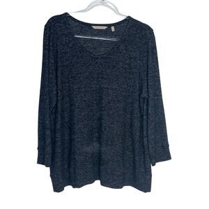 Soft Surroundings Cozy Cabin V Neck Pullover‎ Top Charcoal 3AD02 Size XLP Petite